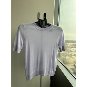 J.crew Short Sleeve Silk-Blend Crewneck Purple Sweater Top Size S